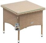 DeubaXXL DE Polyrattan Beistelltisch Grau-Beige 50x50x45cm 108636