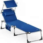 Gartenliege Malta Blau 210x61x35cm Alu Sonnendach