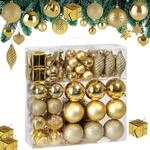 DeubaXXL DE Weihnachtskugeln 103-teilig Gold bruchsicher gl&auml;nzend matt glitzer