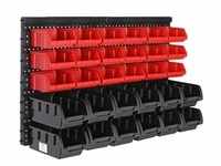 Werkzeugwand Schwarz/Rot 32-tlg. mit Stapelboxen