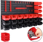 DeubaXXL DE Werkzeugwand Schwarz/Rot 43-tlg Stapelboxen/Werkzeughalter 106887