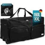 DeubaXXL DE XXL Reisetasche mit Trolleyfunktion 160L schwarz 101889