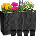 Polyrattan Blumentopf Schwarz 95x27x60cm