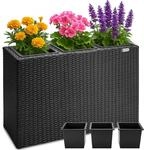 DeubaXXL DE Polyrattan Blumentopf Schwarz 83x30,5x60cm 106639