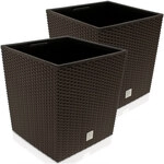 DeubaXXL DE Blumentopf Rato Low 2er-Set Umbra 39x39x40,5cm 993436