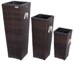 DeubaXXL DE Polyrattan Blumentopf 3er-Set Braun 106645