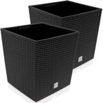 DeubaXXL DE Blumentopf Rato Low 2er-Set Anthrazit 32x32x33cm 993437
