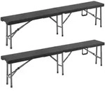 Rattanb&auml;nke Malm&ouml; 2er-Set Schwarz 180cm