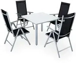 Garten-Sitzgruppe Bern 5-tlg Silber Alu Milchglas