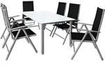 Garten-Sitzgruppe Bern 7-tlg Silber Alu Milchglas