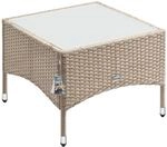 DeubaXXL DE Polyrattan Beistelltisch Grau-Beige 58x58x42cm 108637