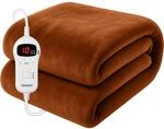 DeubaXXL DE Heizdecke Braun Coral Fleece 180x130cm 103458