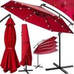 LED Solar Ampelschirm Haiti Rot &Oslash;307cm mit UV-Schutz 80+ & Schutzh&uuml;lle