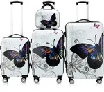 Hartschalenkoffer Set 4-tlg Rollen 360o Beautycase Butterfly Polycarbonat