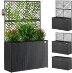DeubaXXL DE Casaria&reg; Polyrattan Blumenkasten mit Rankgitter Schwarz 108065