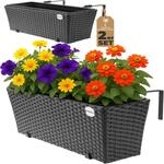 DeubaXXL DE Polyrattan Blumenkasten 2er-Set Schwarz 108062
