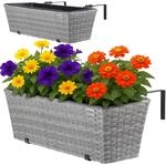 DeubaXXL DE Polyrattan Blumenkasten 2er-Set Grau 108646
