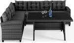 DeubaXXL DE Casaria&reg; Polyrattan Ecklounge Lissabon Grau/Anthrazit inkl Kissen...
