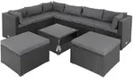 Polyrattan Ecklounge XXL Schwarz/Anthrazit inkl Kissen