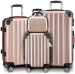 Hartschalenkoffer Set 4-tlg mit Zubeh&ouml;r Rollen 360o Ros&eacute; ABS