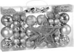 DeubaXXL DE Weihnachtskugeln Silber 66 tlg in matt gl&auml;nzend & glitzernd 107510