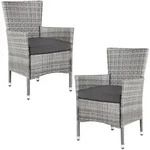 Polyrattan Gartenstuhl 2er-Set Grau/Anthrazit stapelbar
