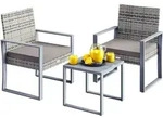 Polyrattan Gartensitzgruppe 3-tlg Grau WPC