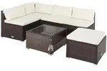 Polyrattan Ecklounge Braun/Creme dicke R&uuml;ckenpolster