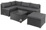 Polyrattan Ecklounge Schwarz/Anthrazit dicke R&uuml;ckenpolster
