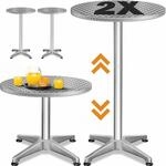 Stehtisch 2er-Set Silber Alu &Oslash;60cm h&ouml;henverstellbar