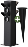DeubaXXL DE Gartensteckdose Schwarz 4er-Stecker 38x12,5x12,5cm 109603