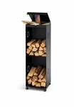 KaminStore24 Mobiles Brennstoffregal aus Metall, schwarz mit Stauraum