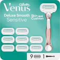 Gillette Venus Deluxe Smooth Sensitive Rasierer + Rasierklingen 9 St., Grundpreis: