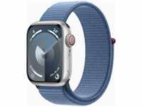 Apple 8675481, Apple Watch Series 9 4G 41mm Silber (Blaues Nylon Armband)