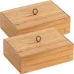 WENKO Bambus Box Terra L mit Deckel 2er Set, Aufbewahrungsbox f&uuml;r Bad, K&uuml;che, B&uuml;ro