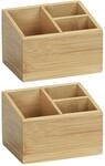 WENKO Bambus Organizer Terra, 2er Set, 3 F&auml;cher, Aufbewahrungsboxen Bad, K&uuml;che,