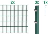 Alberts Komplettset Doppelstabmattenzaun, Gr&uuml;n, Mattenbreite 2 m, 200 cm hoch,...