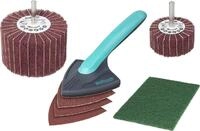 wolfcraft Holz Bearbeitungs-Set Vlie&szlig; Mop Eckenschleifer Schleifvlies 7-tlg