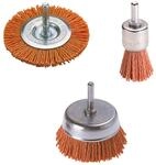 wolfcraft Nylondraht-B&uuml;rsten-Set 3-teilig, aggressiv, Scheibenb&uuml;rste, Topfb&uuml;rste &