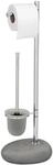 WENKO Stand WC-Garnitur Pebble Stone Grey, Toilettenpapierhalter, nat&uuml;rliche