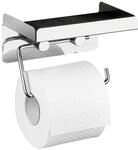 WENKO Toilettenpapierhalter 2 in 1 Edelstahl rostfrei, Oberablage f&uuml;r