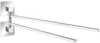 WENKO Turbo-Loc Edelstahl Handtuchhalter 2 Arme Quadro, rostfrei, Befestigen ohne