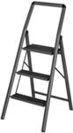WENKO Alu-Klapptrittleiter Compact, 3-stufig, Dunkelgrau, 150 kg Belastbarkeit, extra