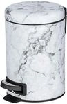 WENKO Kosmetik Treteimer Onyx, 3 Liter, Badezimmer-Eimer Marmoroptik, Kosmetikeimer