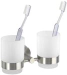 WENKO Zahnputzbecher Duo Bosio Edelstahl, rostfrei, satiniertes Glas, inkl