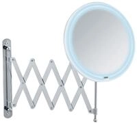 WENKO LED Teleskop Wandspiegel Barona, Kosmetikspiegel, Leuchtspiegel, 5 fach