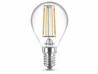 Philips LED classic Lampe, 4,3W=40W, E14, Tropfen, Warmweiß, 2700 K, 470lm, klar,