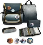 Belmil Premium Compact Plus Schulranzenset 5-teilig - Black Grey Koffer24