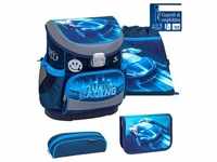 Belmil Mini-Fit ergonomisches Schulranzen-Set 4-teilig - Racing Blue Neon Koffer24