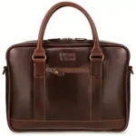 Buckle & Seam Leder Business Briefcase Everett - Braun / Dots Koffer24